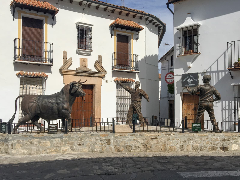 A recent statue celebrating Grazalema's history of bull running