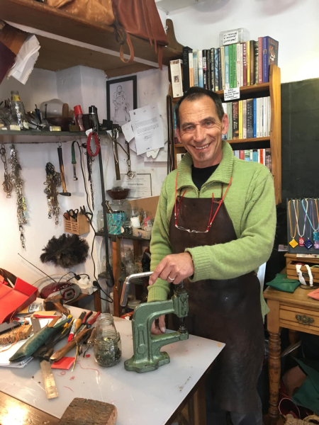 Leatherworker extraordinare Fernando in his little shop in Grazalema