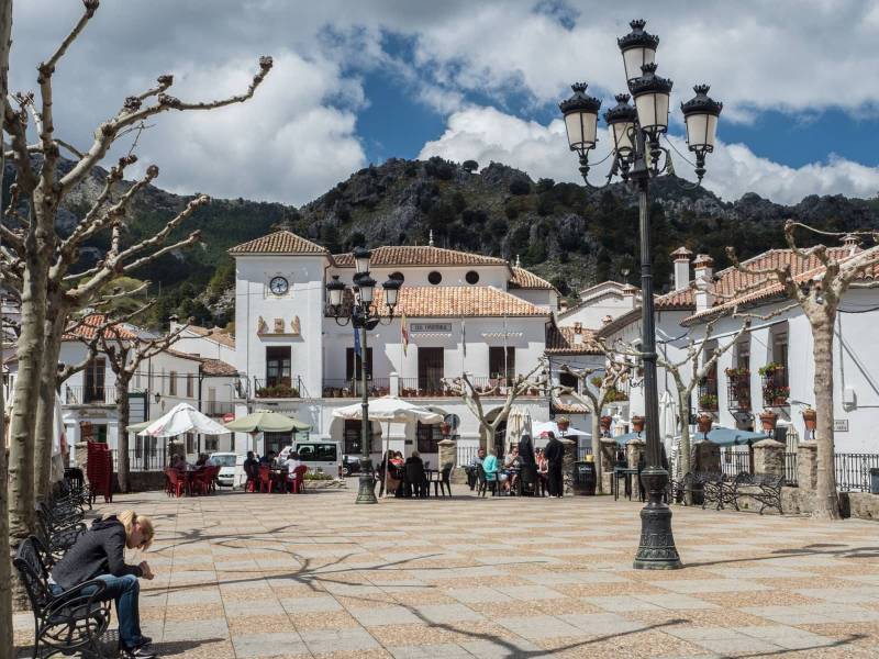 The main plaza at the bottom of the village, one of the few flat places in Grazalema