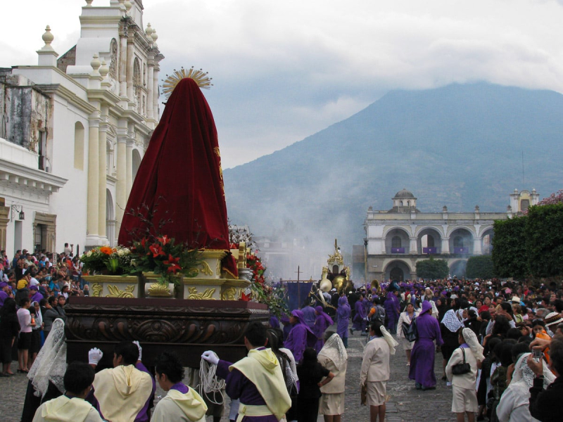Religious processions with floats bearing statues of Jesus and the Virgin Mary are a fixture in Antigua during Lent, the 40-day period leading up to Easter
