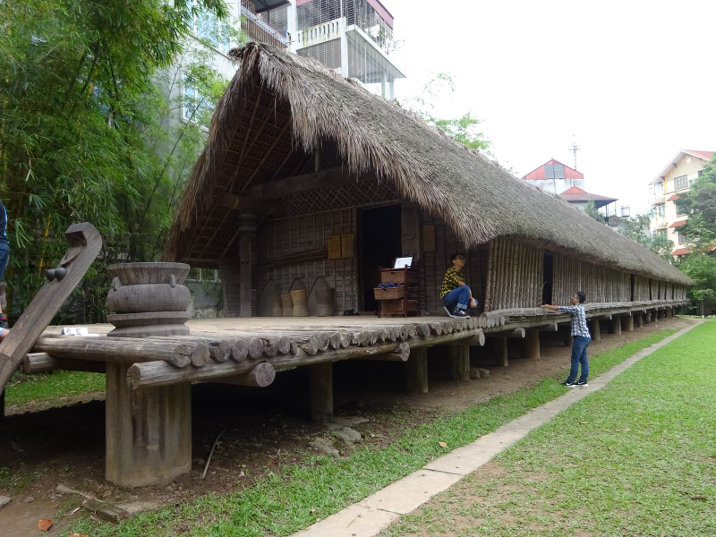The Ede people, also from the Central Highlands, build long instead of tall. This traditional Ede longhouse stretches 137 feet.