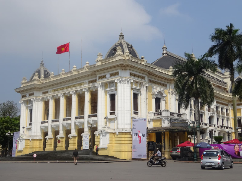 Hanoi's Parisian-style opera house, with slate roof tiles from France, was built by the French in 1911