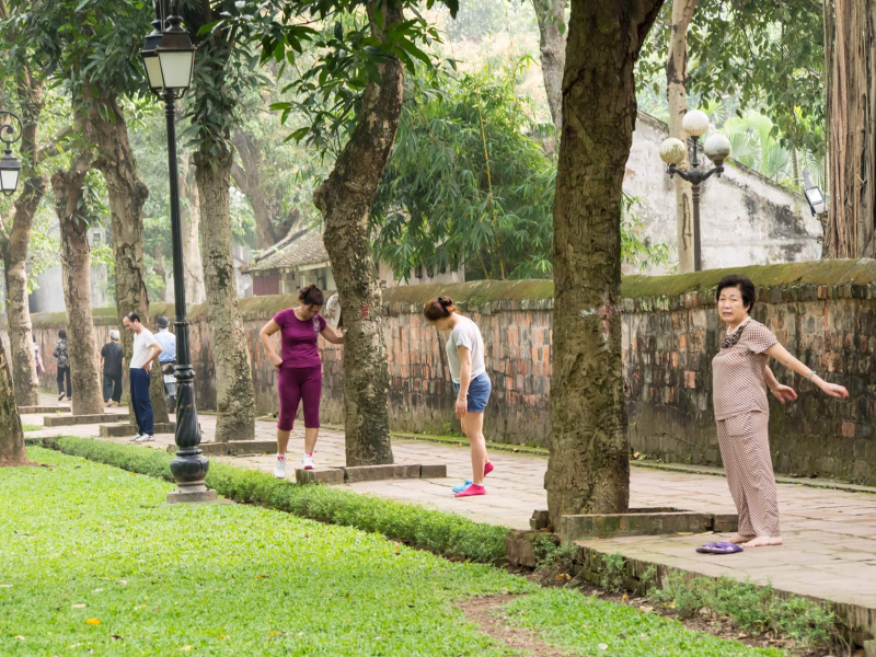 Exercisers in a Hanoi park