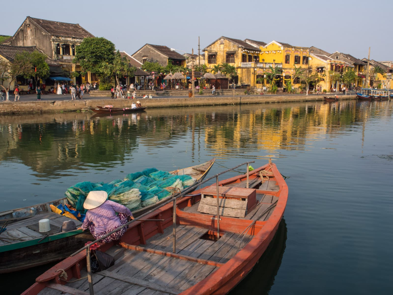 The old quarter of Hoi An (once a booming port) as seen from the river