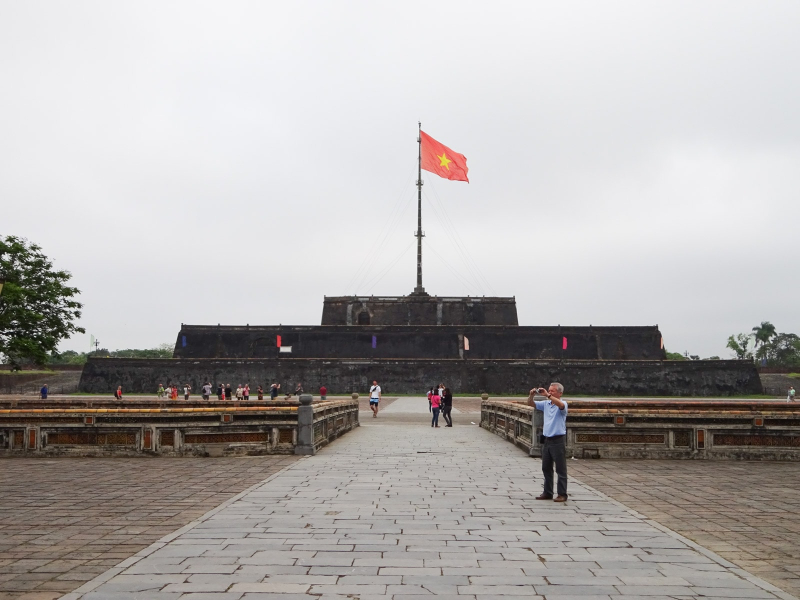 A viewing platform above the parade ground in the citadel. The gold-star North Vietnamese (and now national) flag was first raised here during the Tet Offensive in 1968.