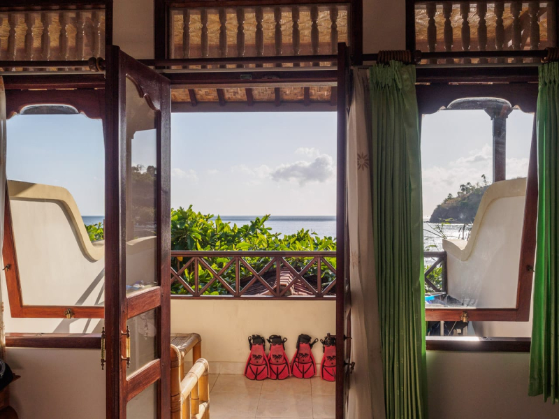The view from our little but breezy room in Jemeluk, a small fishing and snorkeling village on Bali's eastern coast
