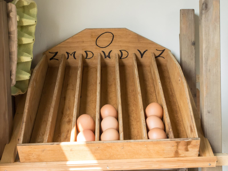 This tray, with seven slots for seven days, let the millkeeper's family keep track of how old its hens' eggs were