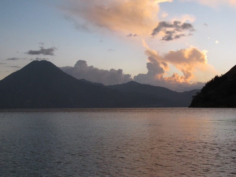 The view from our hostel, La Iguana Perdida, on the lakeshore below Santa Cruz