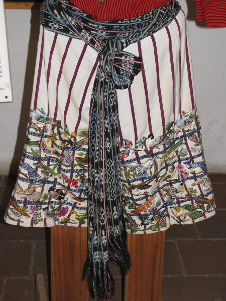 Men's embroidered short pants from the early 1900s at a weaving museum in Santiago Atitlan