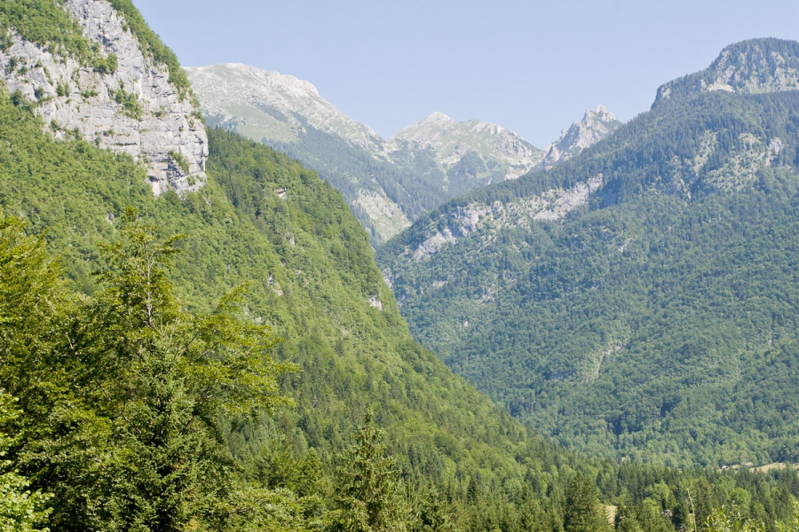 The mountains above Mostnica Gorge