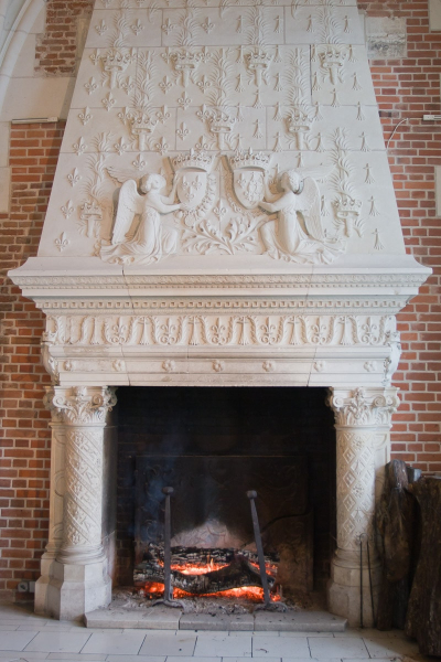 This fireplace celebrates the marriage of King Charles VIII and Anne of Brittany