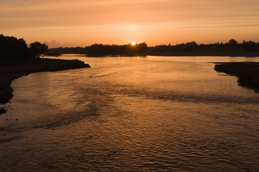 The sun sets over the Loire at Amboise