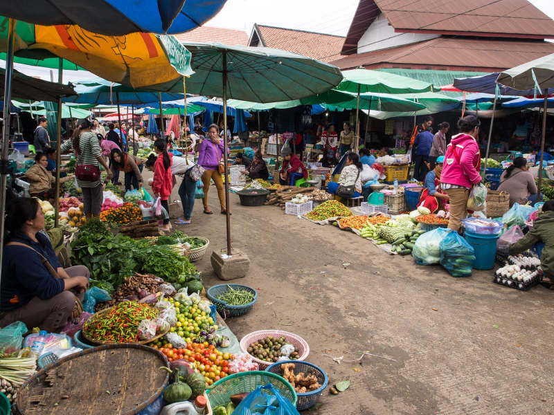 Even the street markets in Luang Prabang are quiet