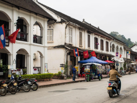The colonial architecture and quiet streets of downtown Luang Prabang