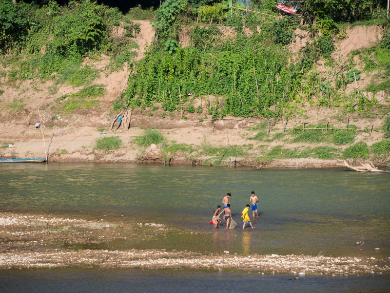 Every afternoon, we saw kids fishing or playing in the Nam Khan river