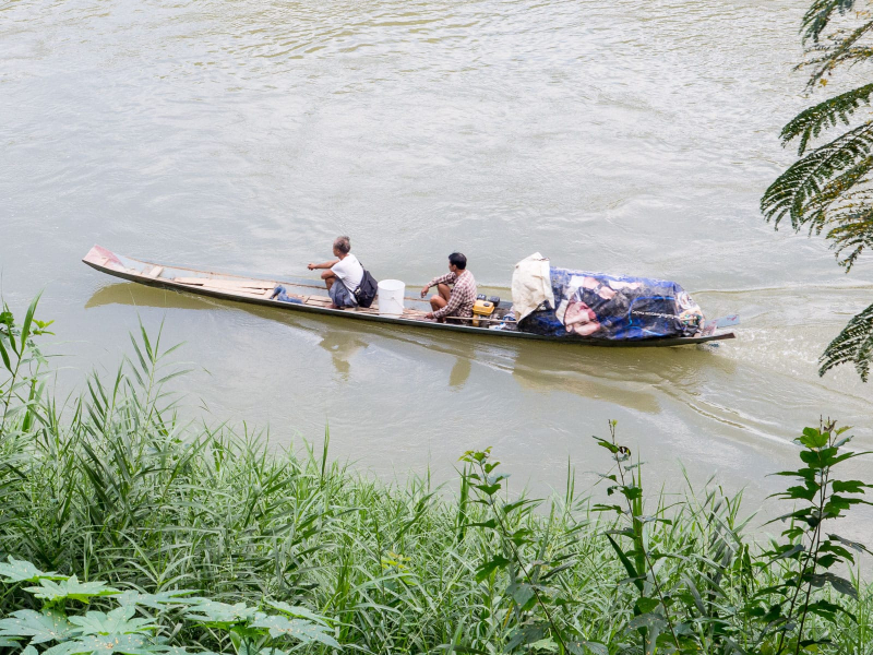 A typical fishing boat on the Nam Khan river