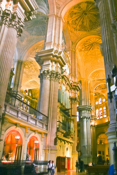 The soaring interior of Malaga Cathedral.