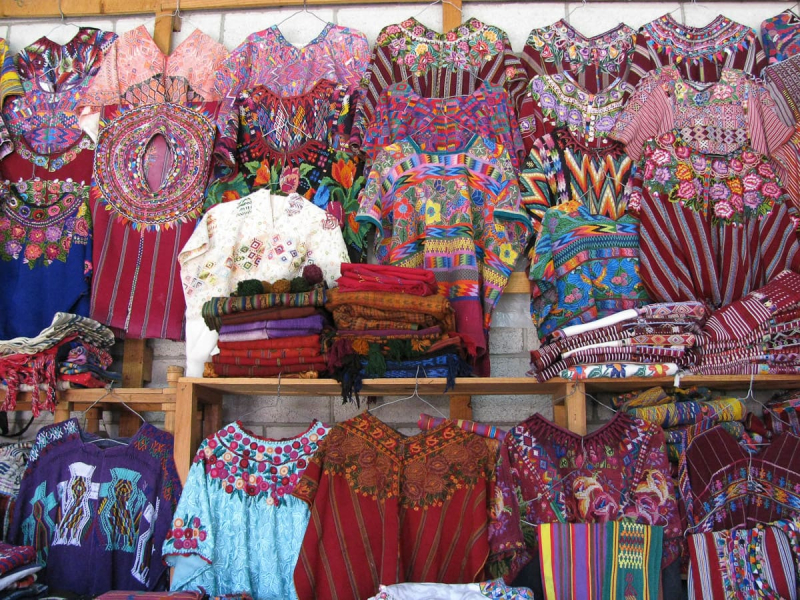 Huipiles (traditional blouses) for sale in a shop in Panajachel on Lake Atitlan