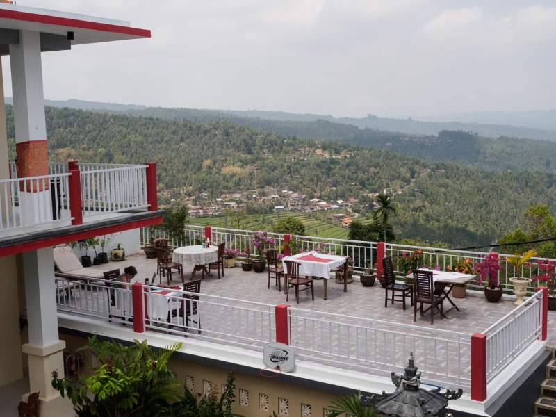 The terrace at our guesthouse, where we spent many happy hours enjoying the view and the mountain breezes
