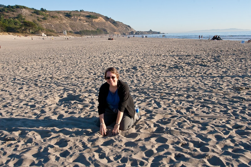 Chris at Stinson Beach, where she played "bucket shovel" in the sand when she was 2 years old