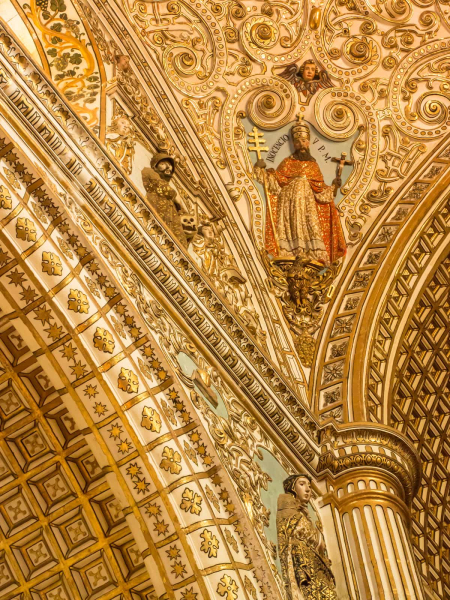 The church was founded by Dominican monks; part of the ceiling features Dominicans who became Pope