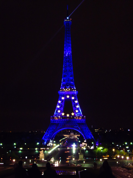While we were in Paris, the Eiffel Tower was decorated like the EU flag to celebrate France's presidency of the European Union