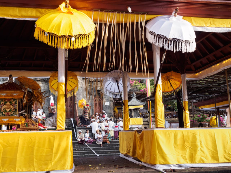 A decorated pavillion in the temple's outer courtyard