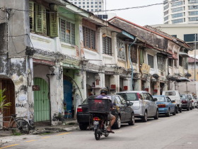 Some of Penang's traditional old Chinese-style shophouses before renovation