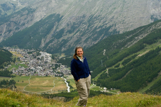 Melissa above the ski resort town of Saas Fee in the southern canton of Valais