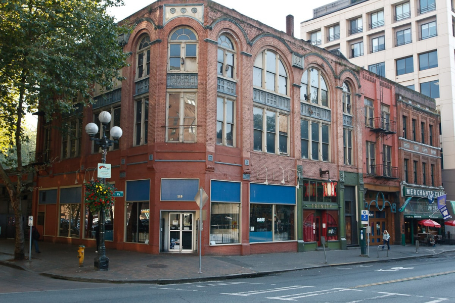Some of the few remaining turn-of-the-last-century buildings near Pioneer Square