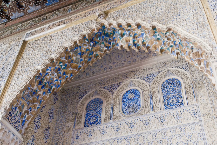 The color remaining on the Alcazar's walls suggests what the Alhambra might have looked like in its prime