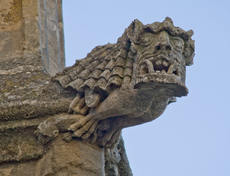 A gargoyle high on the cathedral