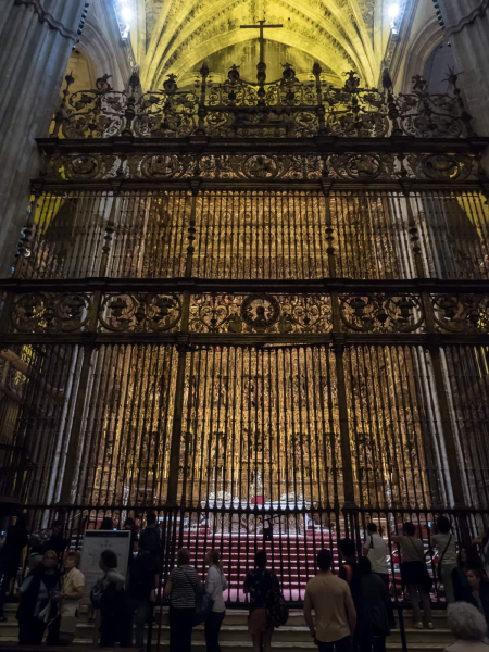 The largest iron grille in the cathedral protects the main altar