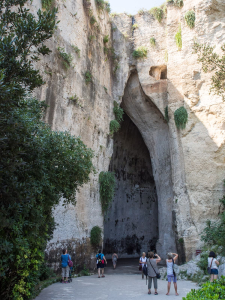 A cave in the quarry, called the Ear of Dionysus (a famous king) was sometimes used as a prison