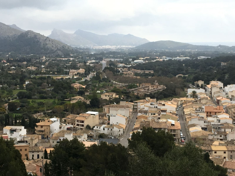 Looking over the town of Pollenca to the mountains nearby