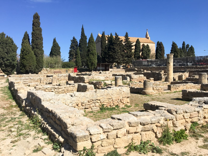 Ruins of the Roman city of Pollentia near a 13th-century church in Alcudia