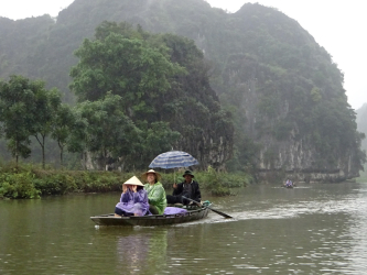The misty, watery landscape of Tam Coc