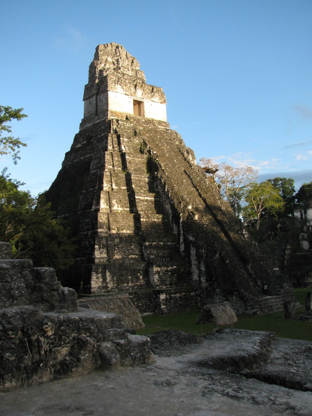 Unlike the broad, square, symmetrical pyramids at Mayan sites farther north, many of Tikal's pyramids are tall and steep, with stairs only in the front