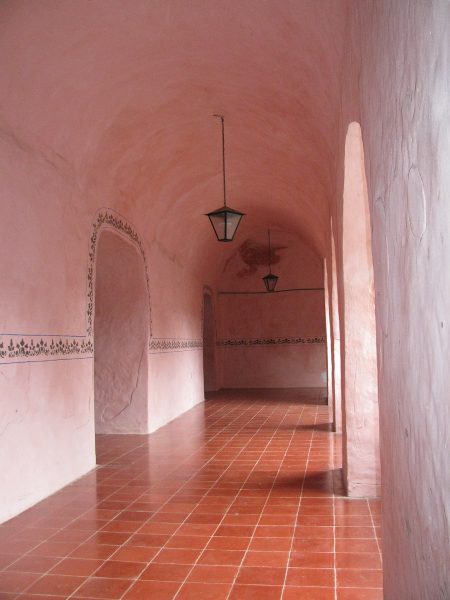 The pink walls of the former monastery of San Bernardino de Siena, built in 1560