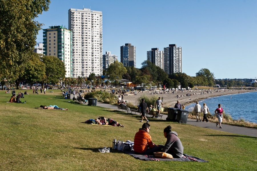 English Bay Beach in downtown Vancouver