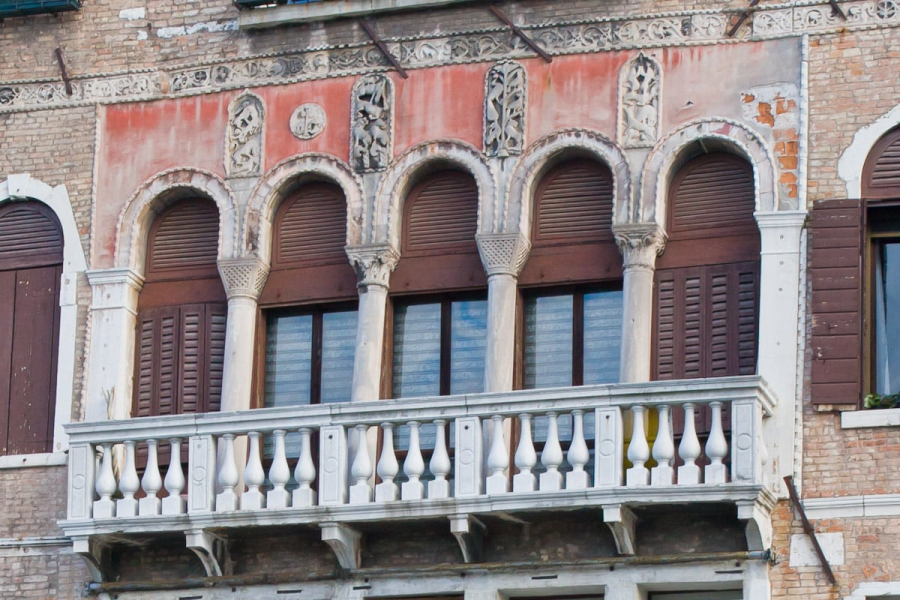 Palazzo windows in the medieval Venetian- Byzantine style . . .