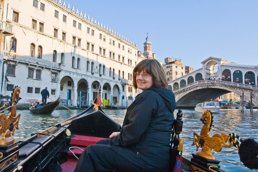Melissa's mother in a gondola