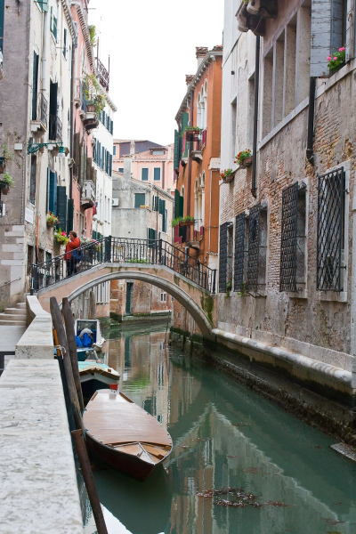 Venice is laced with hundreds of small canals, streets, and alleys. This is a quiet canal near our apartment.