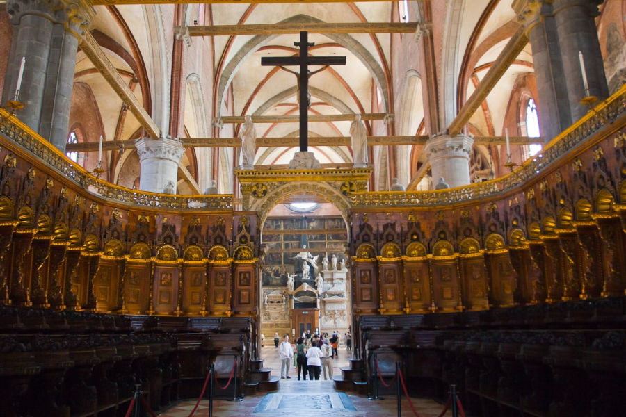 Amazing 15th-century inlayed wood choir stalls in Frari church