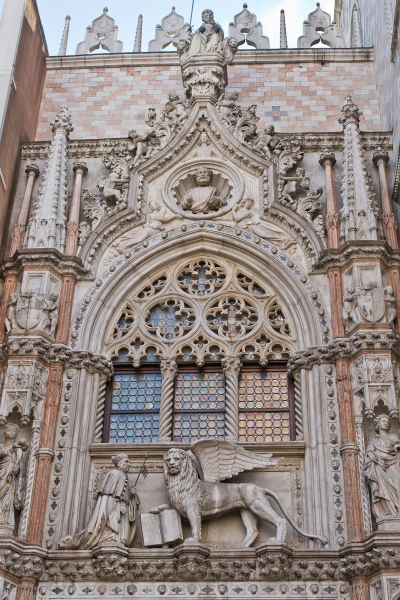 Carvings above the main entrance to the Palazzo Ducale.