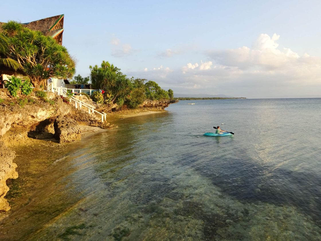 Chris kayaking at the Asian-Belgian Dive Resort