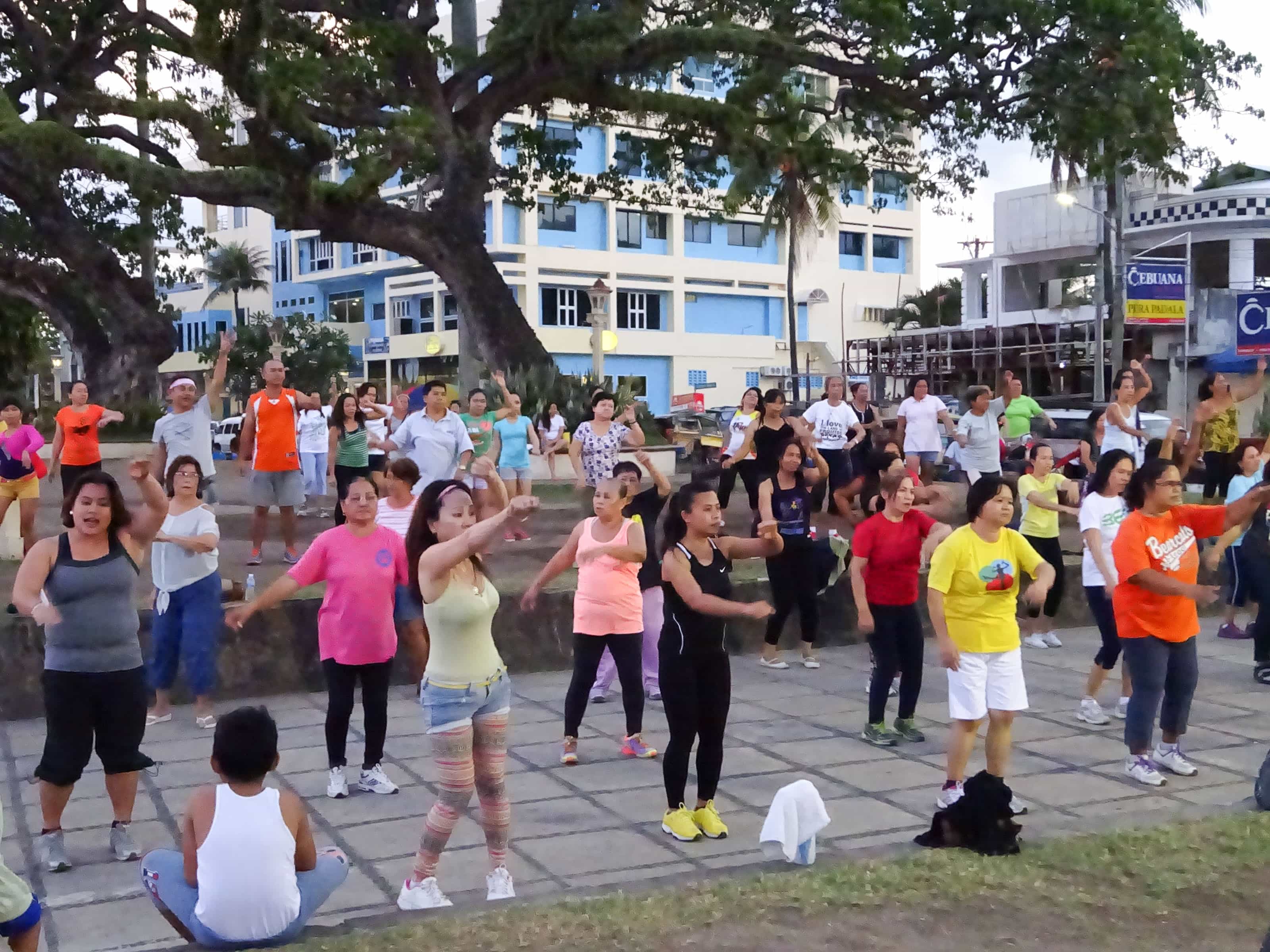 People doing aerobics in park in Dumaguete