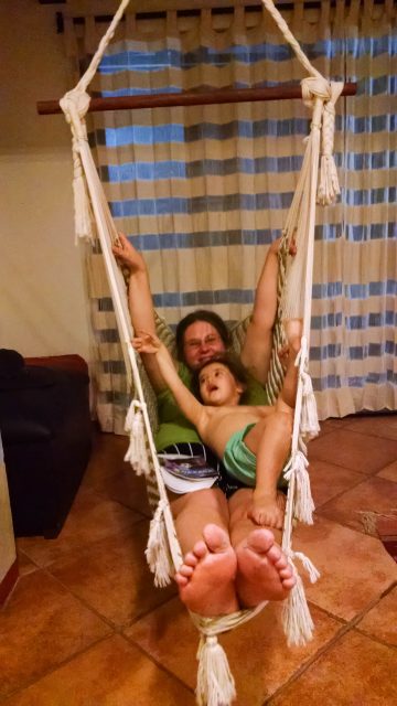 Melissa and Francesca in hammock swing