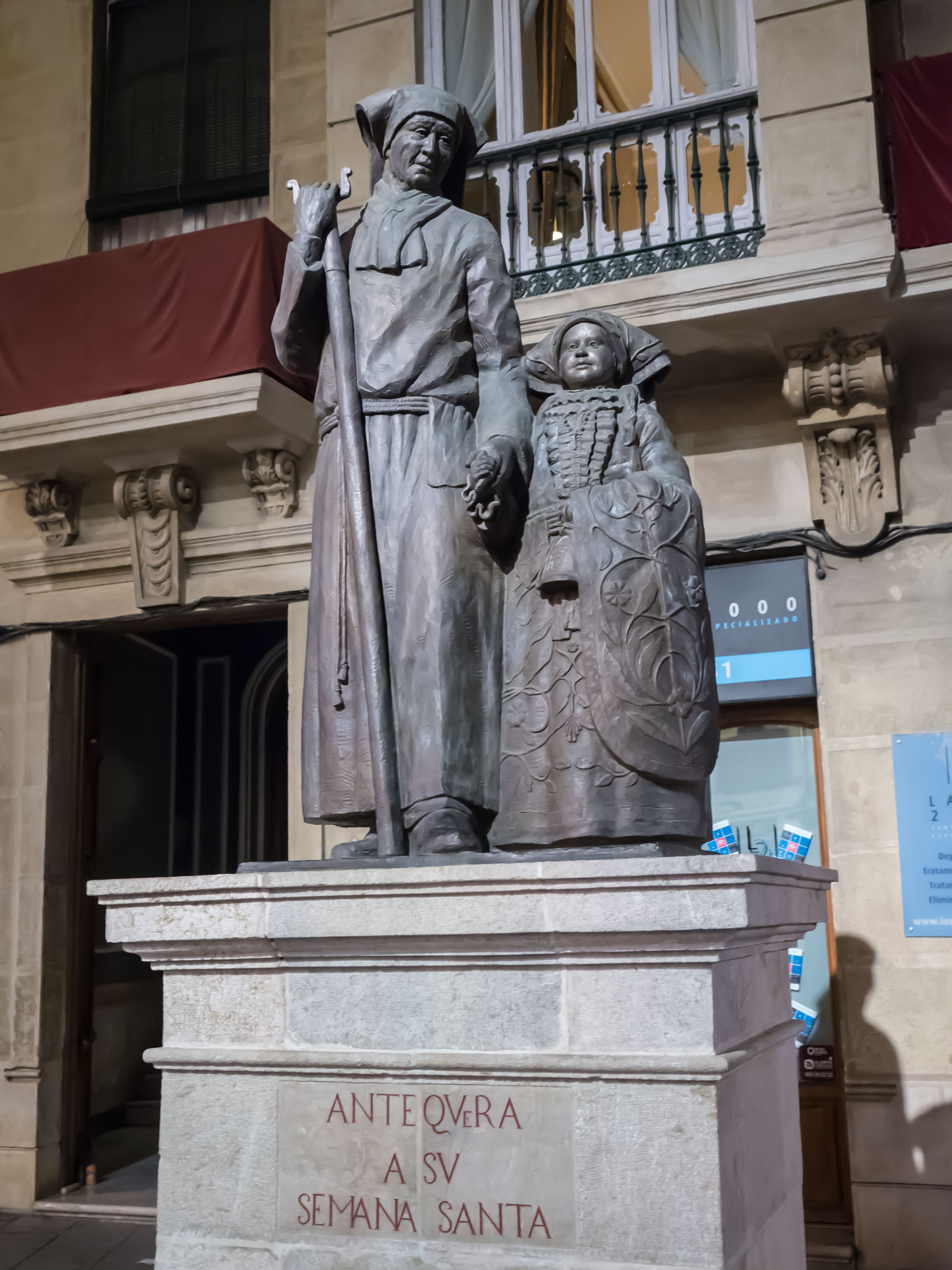 Statue of Semana Santa marchers in Antequera, Spain