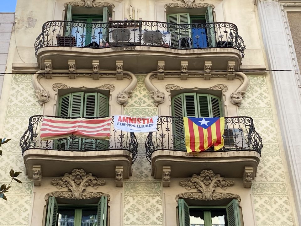 Catalan flags on balconies